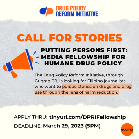 Media Fellowship now open for Filipino journalists interested in covering drugs and drug policy reforms