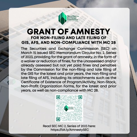 SEC GRANTS AMNESTY FOR ELIGIBLE CORPORATIONS