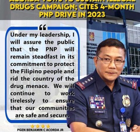 ACORDA VOWS TO SUSTAIN ILLEGAL DRUGS CAMPAIGN; CITES 4-MONTH PNP DRIVE IN 2023