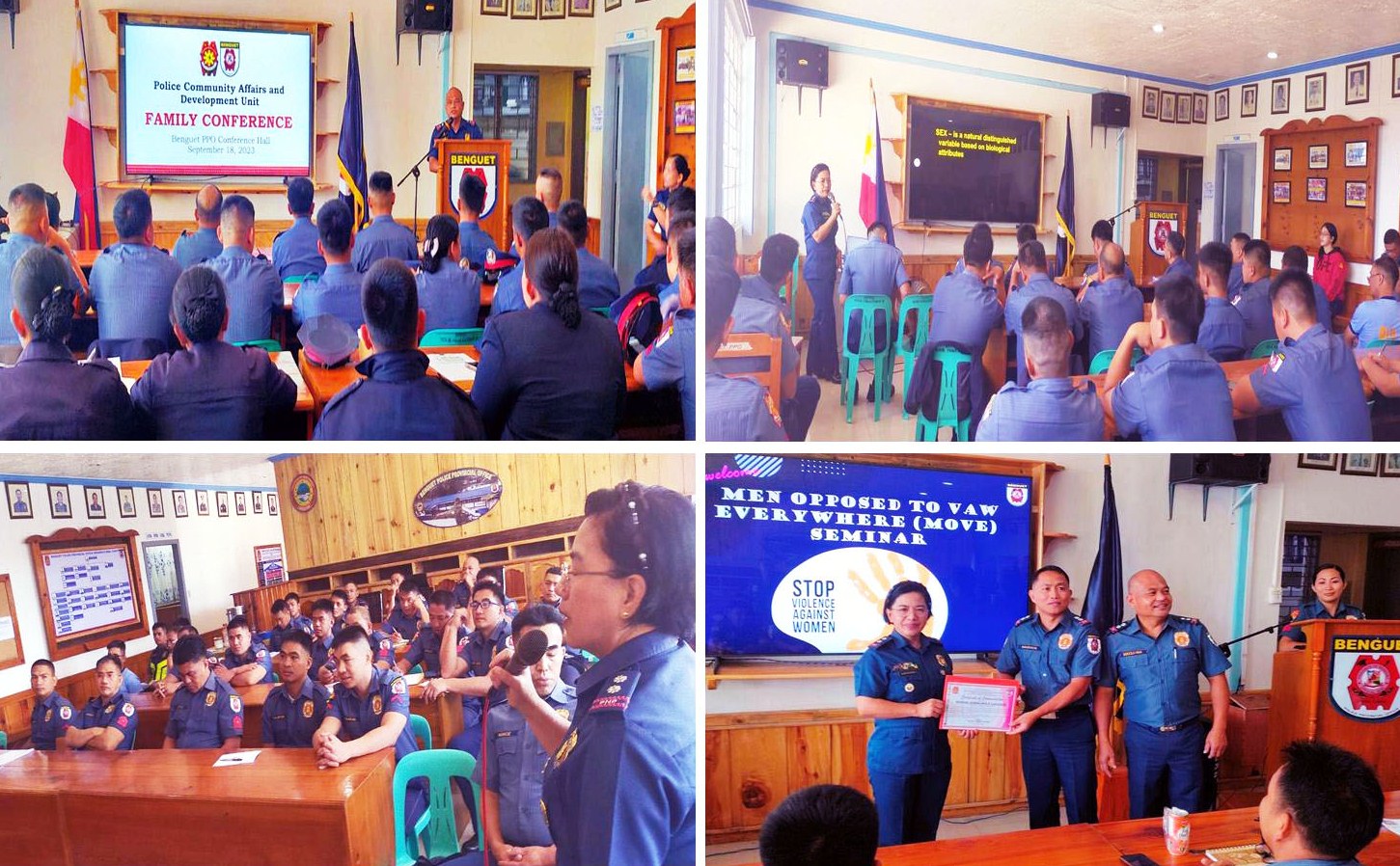 Benguet PPO policemen participate in “Men Opposed to Violence Against Women Everywhere” (M.O.V.E.) seminar