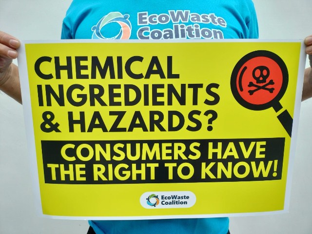 EcoWaste Coalition Pushes for Chemical Ingredients and Hazards Disclosure to Uphold Consumer Rights to Information and Safety