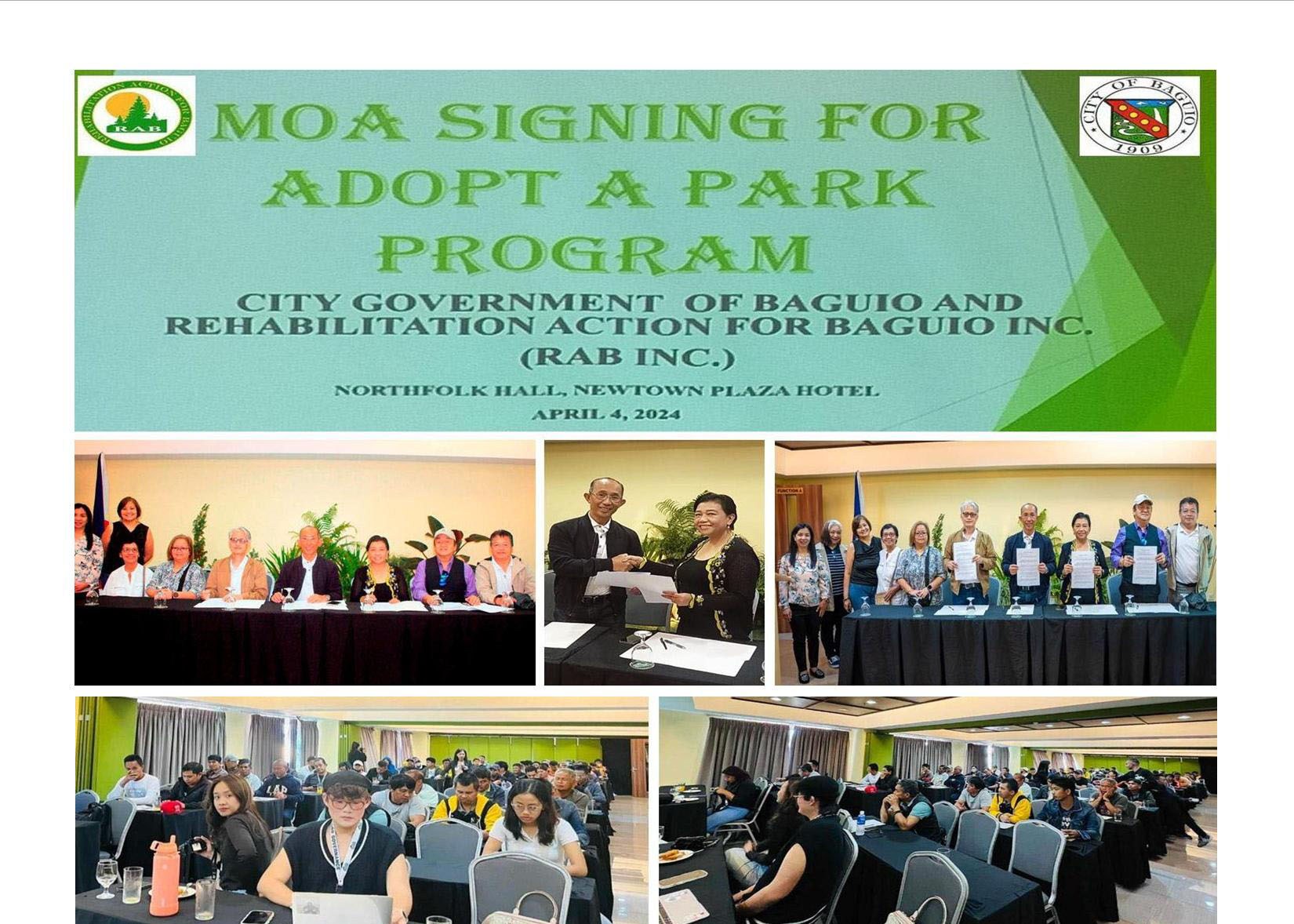 “Adopt A Park program”, MOA signing between the City and RAB