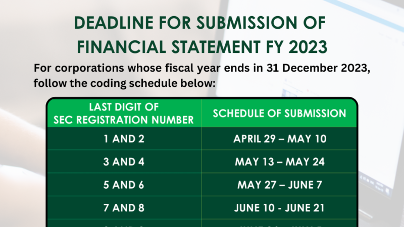 SEC reminds submission of Financial Statements for FY2023