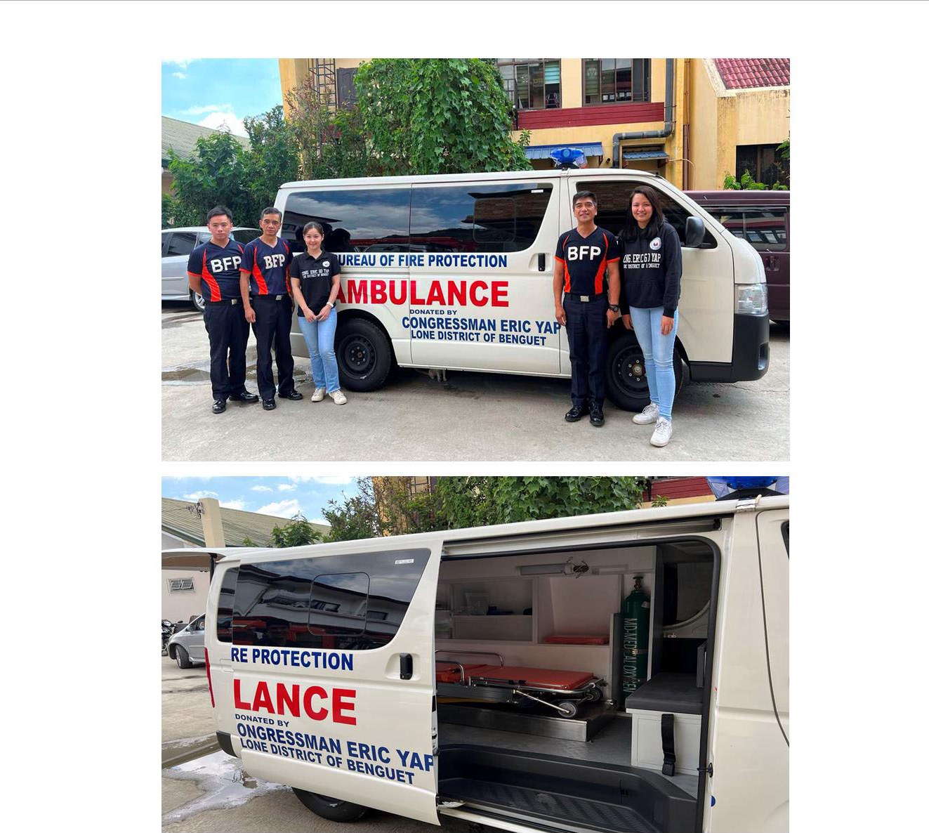 Yap donates ambulance to BFP – Benguet