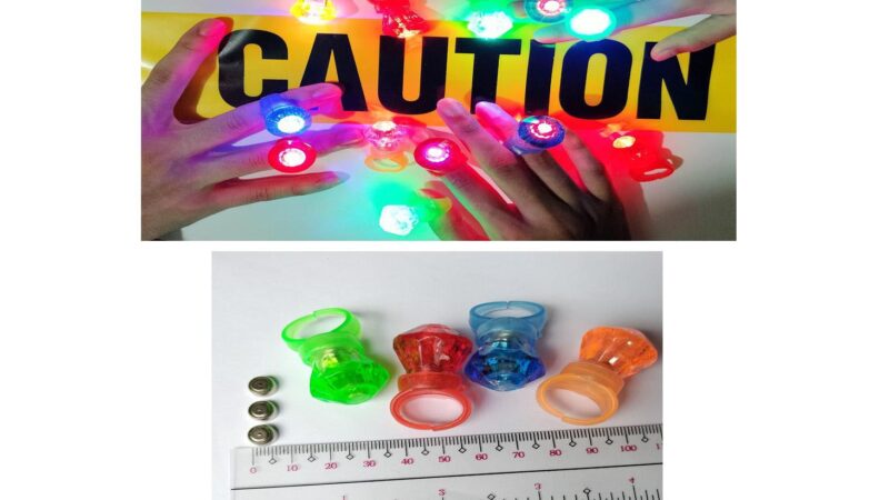 Warning Out on Flashing Finger Ring Toys with Tiny Button Cell Batteries