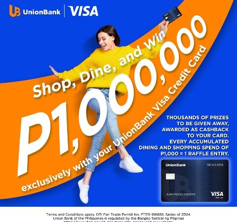 Shop and dine with your UnionBank Visa Credit Card and win up to 1 MILLION in cashback!